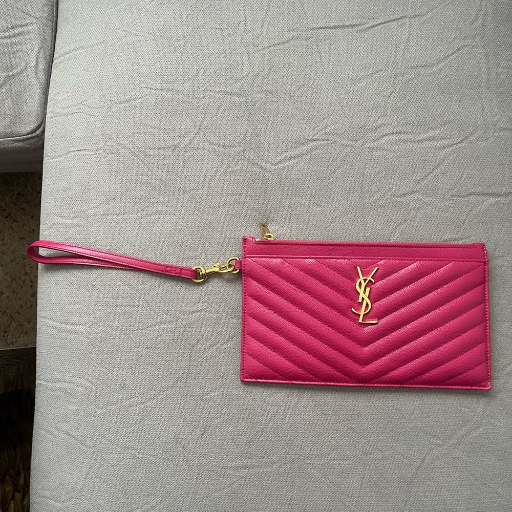 Hot pink YSL Wallet/wristlet